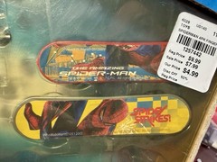 Amazing Spider-Man movie branded finger skate boards, original box, missing 1