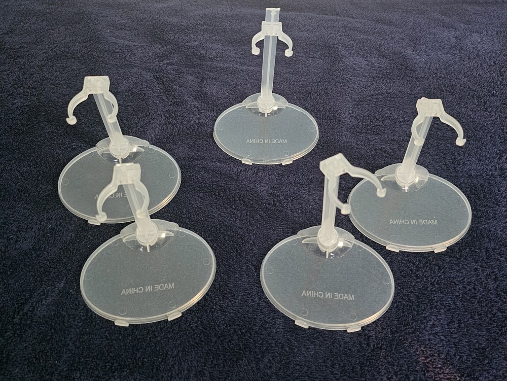 5 CLEAR PLASTIC FIGURE STANDS FOR 6 INCH FIGURES