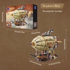 PANTASY Steampunk Airship Model Kit for Adults, Dual-Layer Zeppelin Large