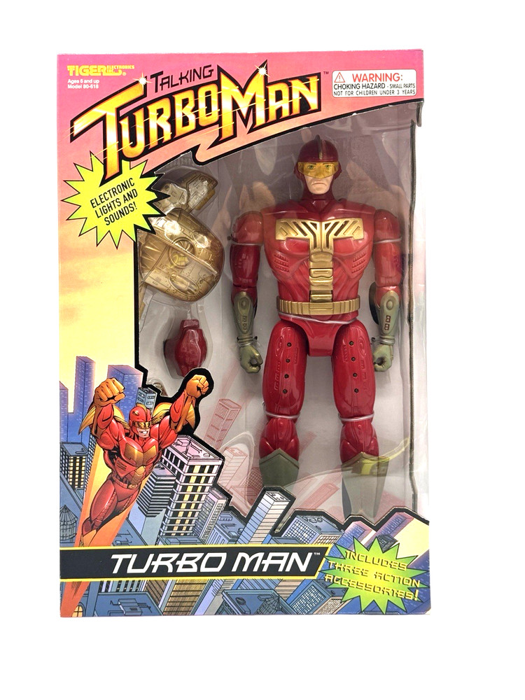 VT 1996 Talking Turbo Man Jingle All The Way Action Figure Tiger Electronics NIB