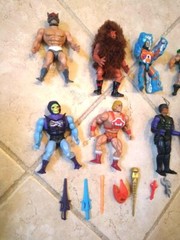 8 Vintage He-Man Masters Of The Universe MOTU Figures w/ Vehicle + Weapons
