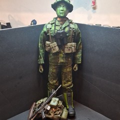Vietnam War Action Figure w Rifle Backpack Binoculars Knife Canteen Gear 12 inch