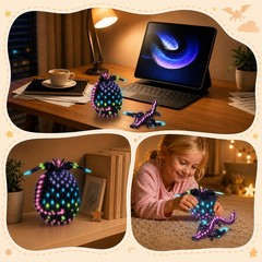 3D Printed Dragon Eggs with Wings Rainbow Glow in The Dark Cool, Articulated …