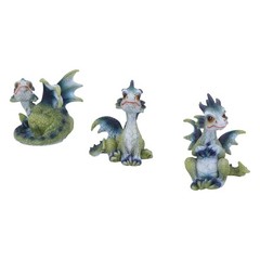 Nemesis Now Triple Trouble Dragon Figurines 15.5cm (Set of 3), Green/Purple, Lig