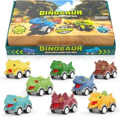 Dinosaur Toy Pull Back Cars, 8 Pack Dino Toys for Kids Ages 3 and Up