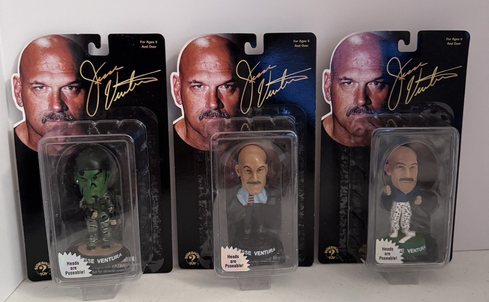 JESSE VENTURA LITTLE BIG HEAD 1999 SIDESHOW TOY LOT OF 3 NEW IN PACKAGE