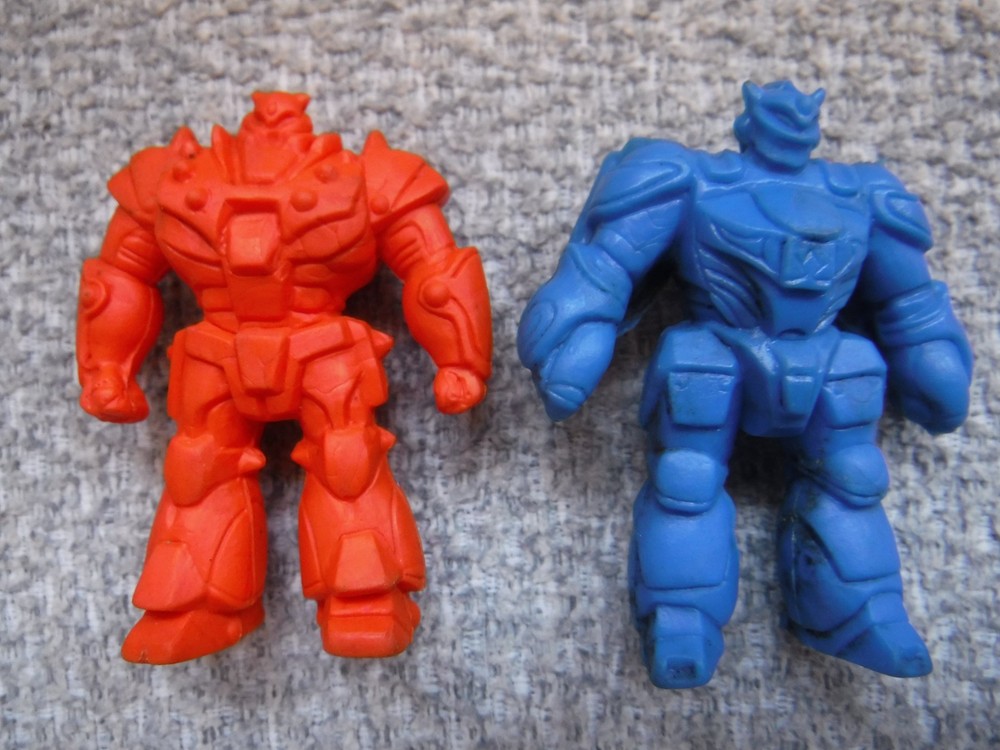 Panzer World Galient ERASER FIGURE lot of 2 (blue & orange) Keshi