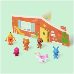 Figurine Pack with 6Toy Figures and Folding Playhouse Kids Toys for Boys & Girls