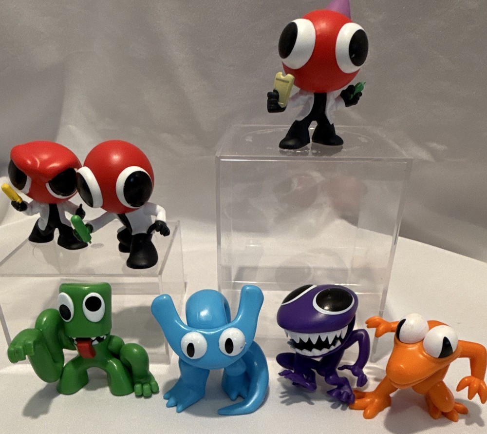 Lot Of 7 Rainbow Friends Phatmojo Purple Blue Green Orange Red Scientist