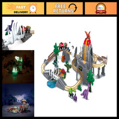 Dinosaur Railway Adventure Playset – Wooden Train Track Set for Kids, Fun Gift