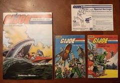 Vintage G.I. Joe yearly toy catalogs 1982-85 books and coloring book. Big lot