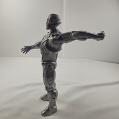 Silver Gray Robot Action Figure 12” Posable Sci-Fi Villain Toy Figure Used No Bo