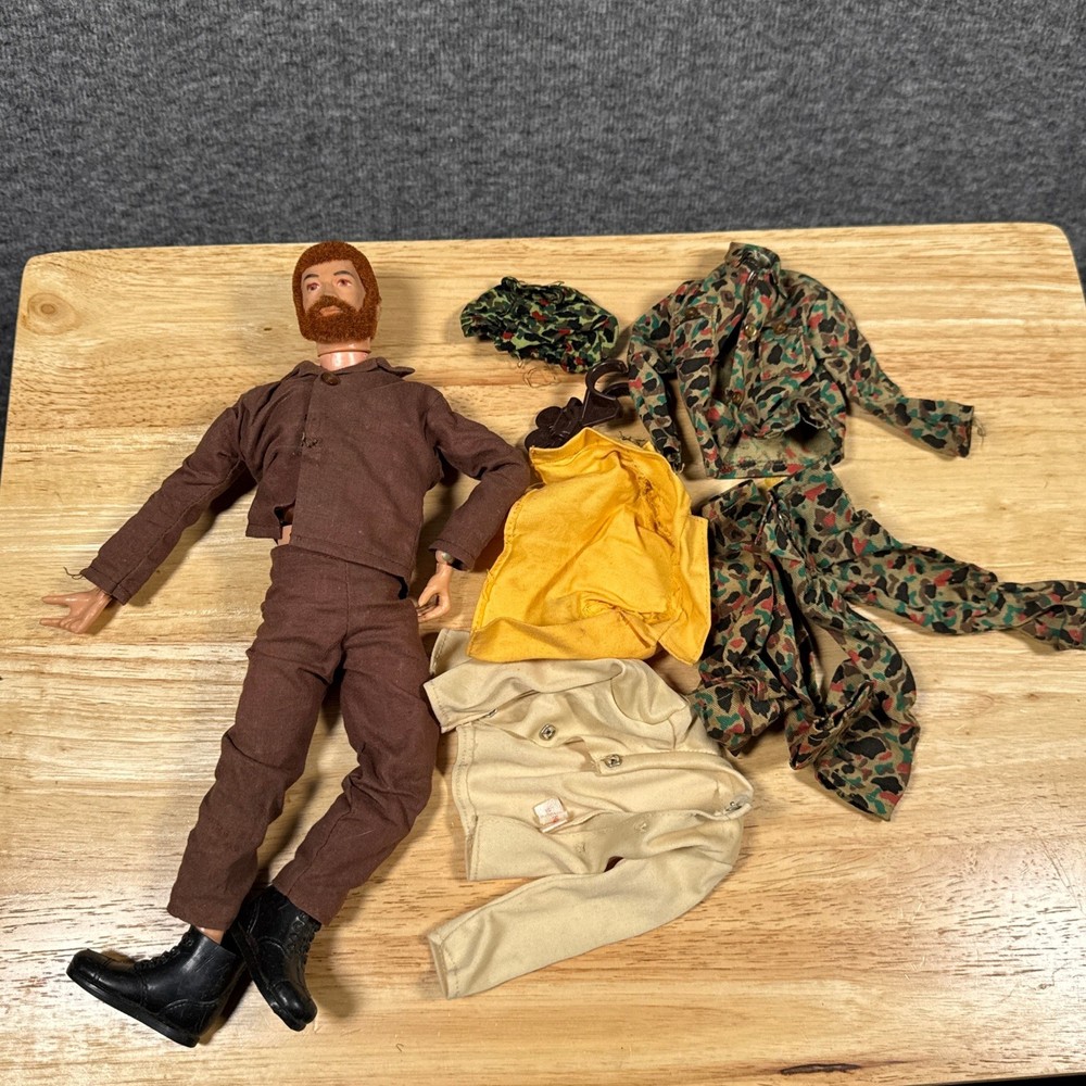 Vintage 1964 Hasbro GI Joe Figure 12″ Adventure Team Flock Red Hair Clothing Lot