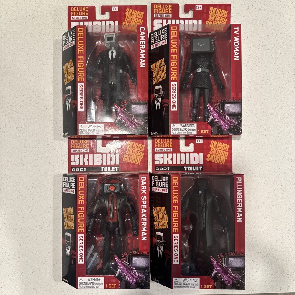 SET OF 4! Skibidi Toilet Deluxe Figure TV Woman Speakerman Cameraman Plungerman