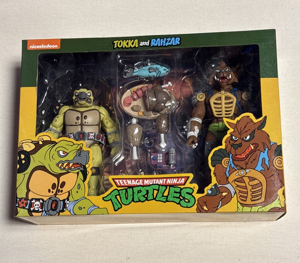 NECA TMNT Teenage Mutant Ninja Turtles Tokka And Rahzar Cartoon 2 Pack Brand New