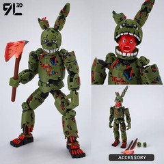 Springtrap Articulated Figure with Fire Axe & Machete Display Toy