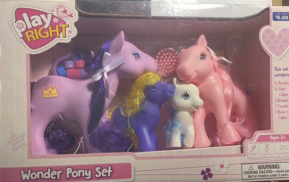 2019 Play Right Wonder Pony Set in light and dark purple, pink & white