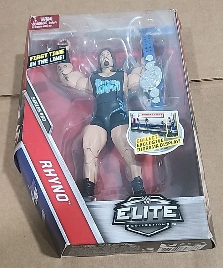 WWE Elite Rhyno Series 50 Wrestling Figure ECW First Time in Line Rhino NIB