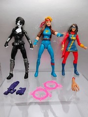 Marvel Legends lot of 3 – DOMINO (2017), MS. MARVEL (2016), DAZZLER (retro 2019)