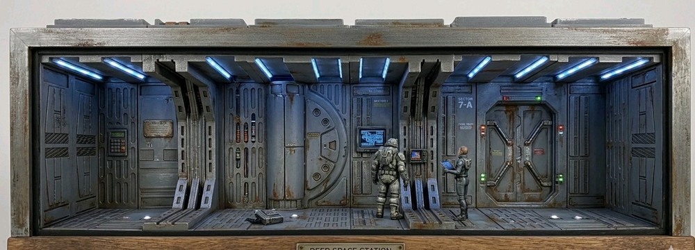 Sci-Fi Hallway Corridor Diorama 1:12 or 1:18 Scale Set Star Wars Vintage Style