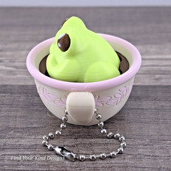 Tea Cup Frog Clicker – 3D Printed Fidget Keychain Sensory Stress Relief Toy