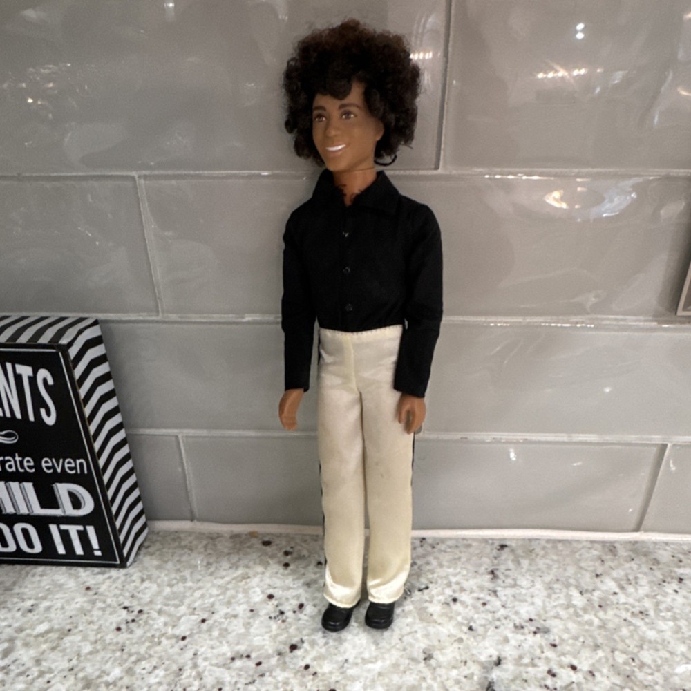 Mattel 3008 Poseable Action Figure Black Shirt White Pants Plastic Fabric