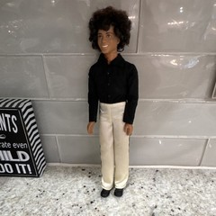 Mattel 3008 Poseable Action Figure Black Shirt White Pants Plastic Fabric