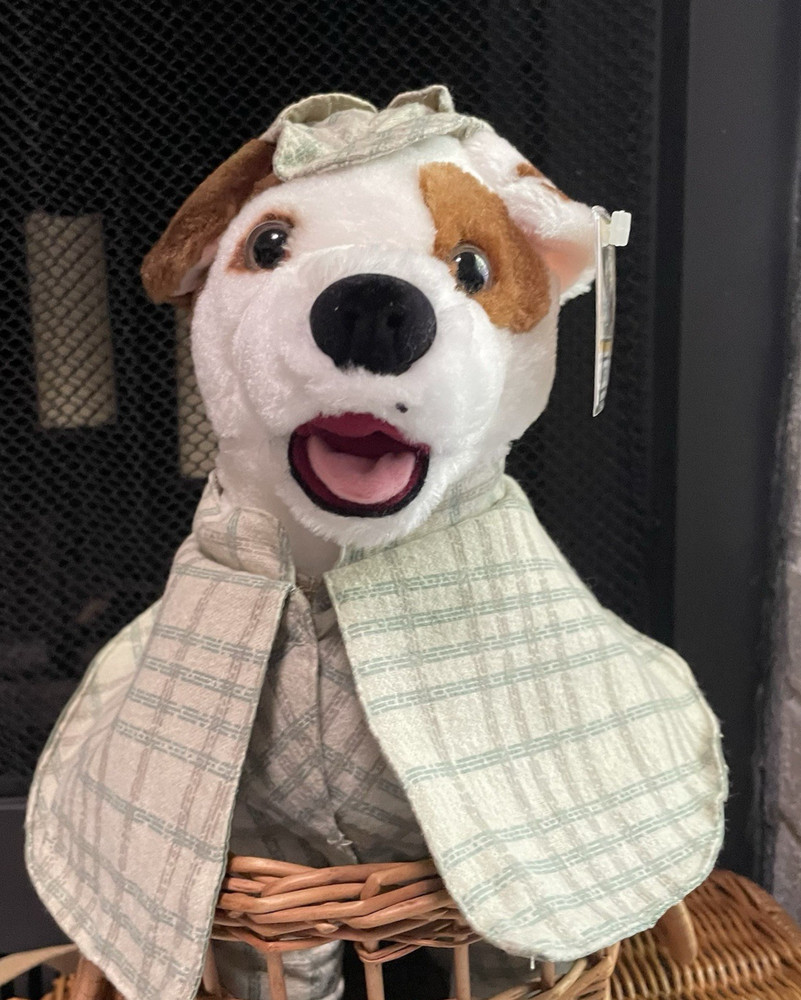 VTG Wishbone Sherlock Holmes Plush Dog 1996 Big Feasts! Jack Russell Terrier PBS