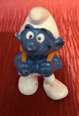 RARE Smurfs Student Smurf w/Orange Backpack 20103 PVC Figure Vintage 1980s