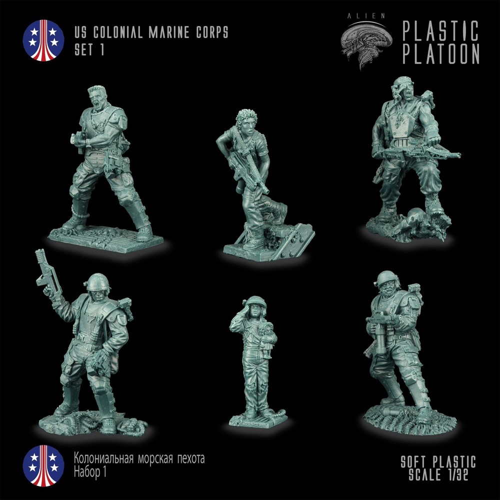 PLASTIC PLATOON US Marines Aliens Toy soldiers 1:32 Special set
