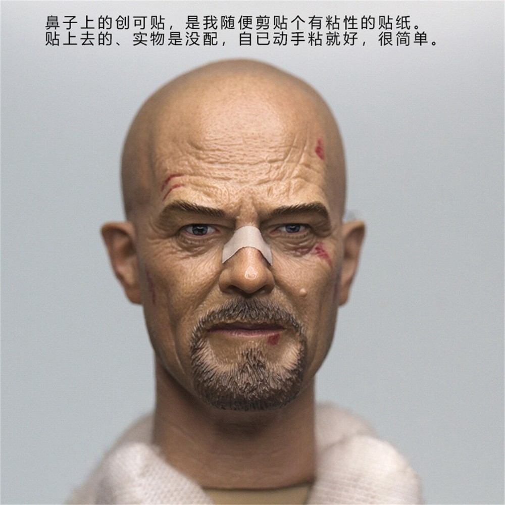 1/6 Scale Wounded Bryan Cranston Mr. White Head Carving Sculpt Model Toys