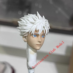 Painted 1/12 Custom Jujutsu Kaisen Gojo Satoru Head Carving For 6″Romankey Figur