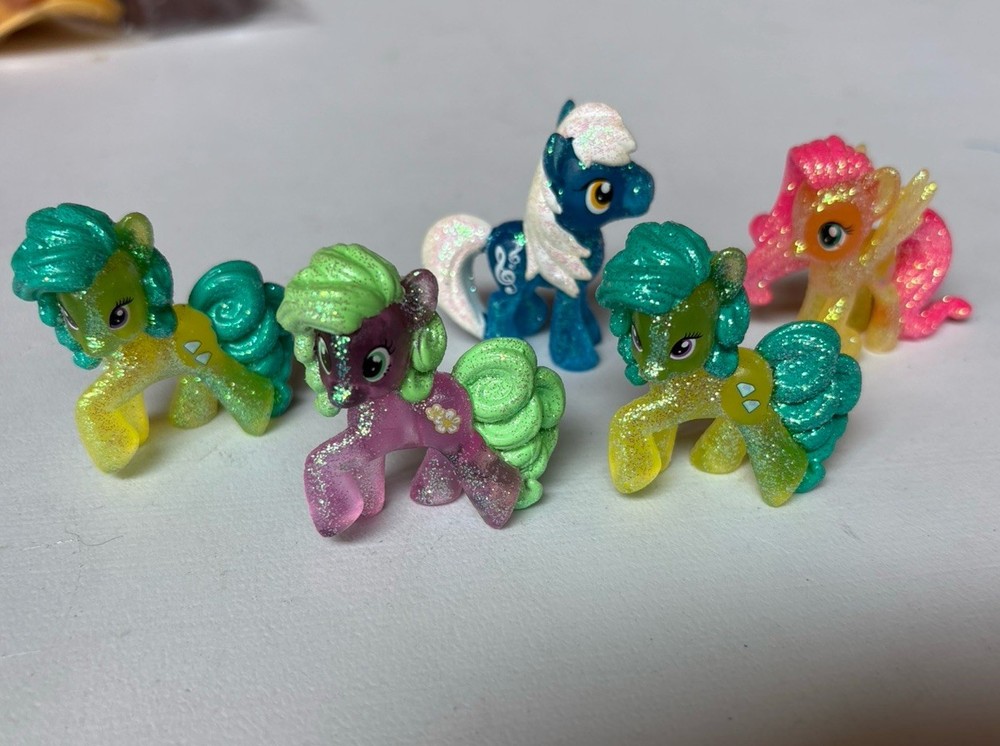 My Little Pony 1 1/2 Inch Transparent Glitter Figure 5 Piece- 2010-Blind Bag