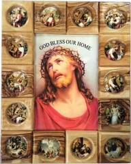 Holy Land Market Agony of Our Lord with Stations of The Cross Icon Plaque All