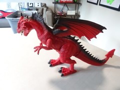 VTG RARE Dragon I Toys Roaring Eyes Light Up Red 19″ in HUGE Dinosaur Dragon