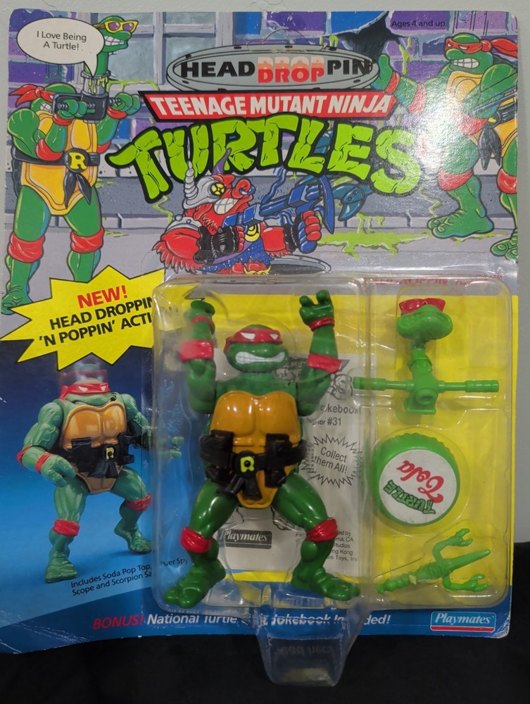 Vintage TMNT Teenage Mutant Ninja Turtles Headdroppin’ Raph Playmates 1991 MOSC