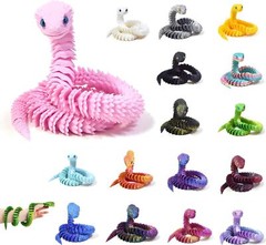 24″ 3D Printed Animals Snake Viper Snake Flexible Snake Fidget Toys Desk Decor