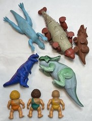Vtg Lot Playskool Definitely Dinosaurs Apatosaurus Caveman Cavewoman 1987