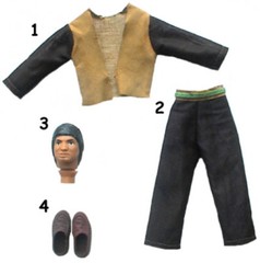 1974 AMERICAN WEST 8″ mego doll – Earp Crockett Hickock – HEAD BOOTS SHIRT PANTS