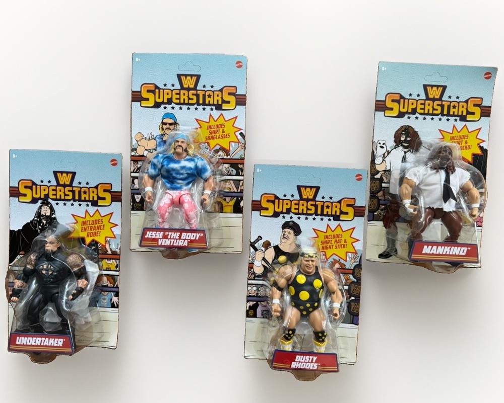 UNPUNCHED WWE Superstars Series 18 Undertaker Mankind Ventura Rhodes SET OF 4!