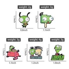 Invader ZIM Cartoon Enamel Pin Alien Metal Brooch Lapel Badge Backpack Gift Kids