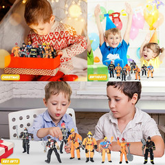 8 Pieces Firefighter Action Figures, Fireman Toys for 3 4 5 6 7+ Year Old Boys,