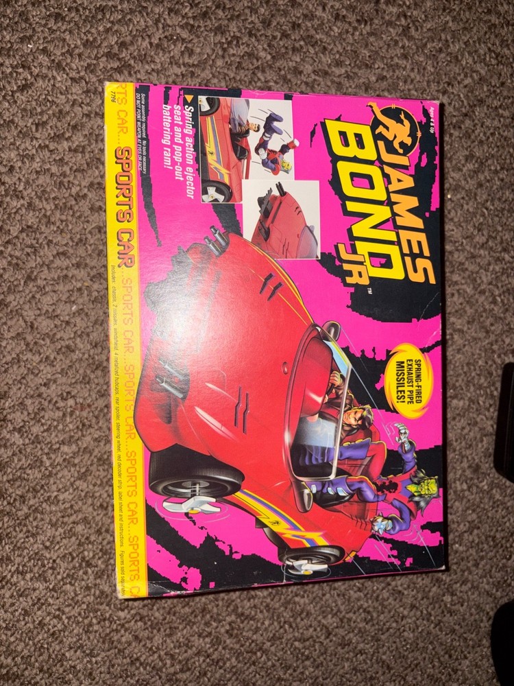1991 James Bond JR. Sports Car Vehicle Hasbro NOS 7796 Sealed Box Spring Action