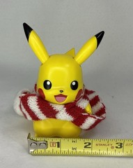 Pokemon Holiday Pikachu Figure 3″ Christmas Toy Red White Knit Scarf Jazwares