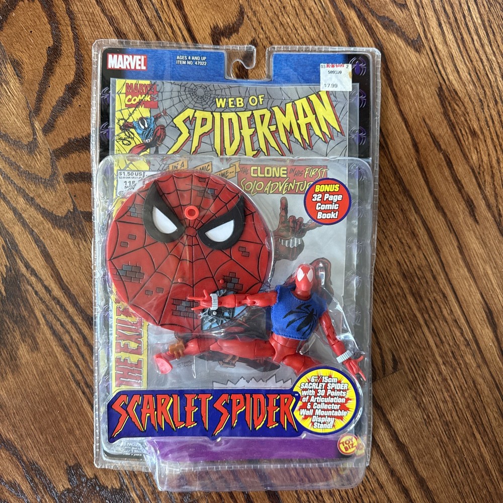 2001 Scarlet Spider Web Of SpiderMan&ComicBook Toy Biz Marvel BentCorner See Pic