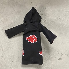 PB-R-SAS: 1/12 Akatsuki fabric robe with hood for Bandai SHF Sasuke Uchiha