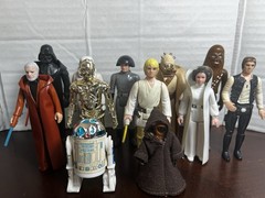 VINTAGE KENNER STAR WARS 1977 FIRST 12 FIGURE SET LOT LUKE VADER HAN LEIA R2 +++