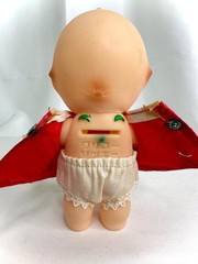 VINTAGE KEWPIE WITH RED DRESS COIN BANK DOLL SOFT VINYL TOY JAPAN SOFUBI