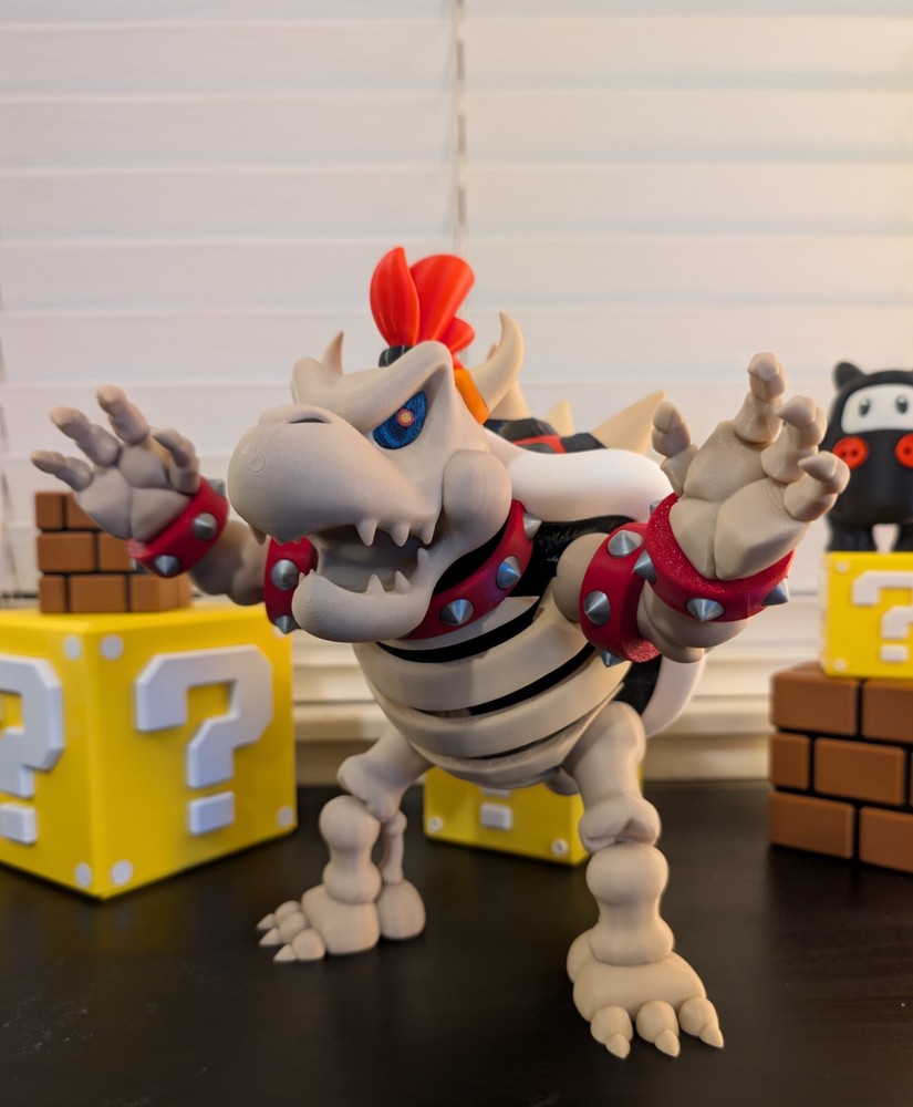 Epic 10” Dry Bowser – 3D Printed Skeleton King – Mario Collector’s Must-Have!