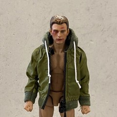 SU-HDJ-GR-S: 1/12 slim Green Wired Hoodie zipper Jacket for 6 inch slim body